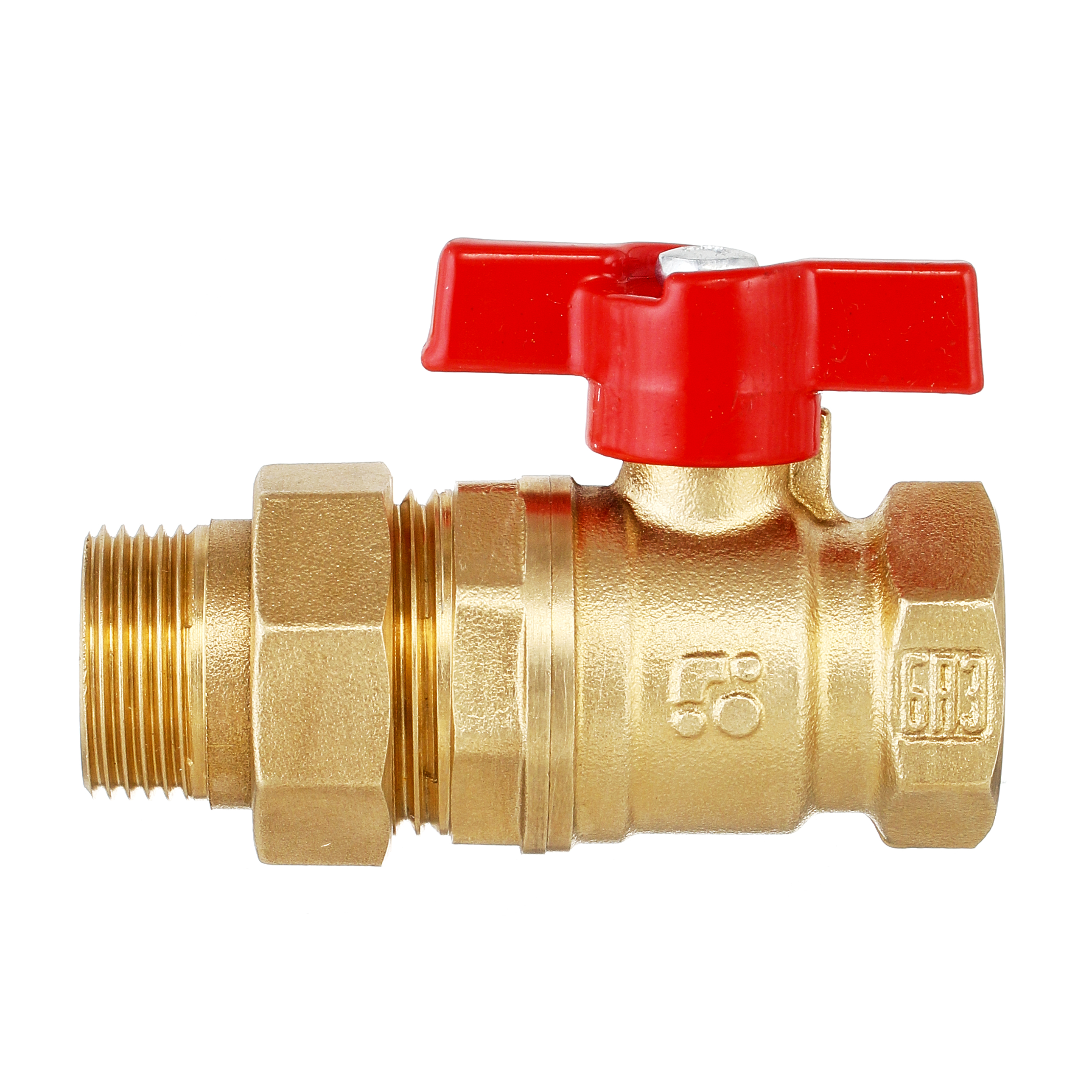 Кран шаровый латунныйБАЗ  11б27п1 вода НР/ВР Ду 25 (1") Ру 40 бабочка американка